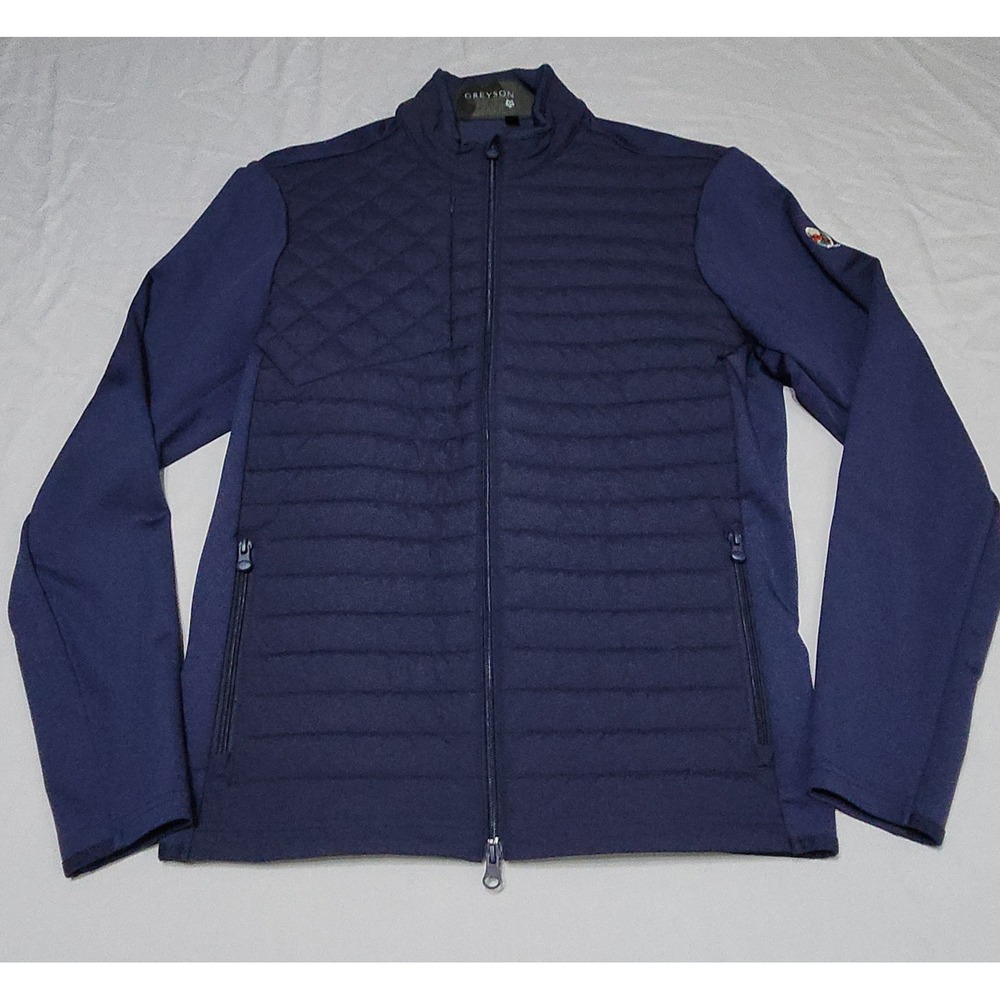 Greyson Clothiers Mens Quilted Hybrid Golf Jacket Navy Blue Full Zip Size M